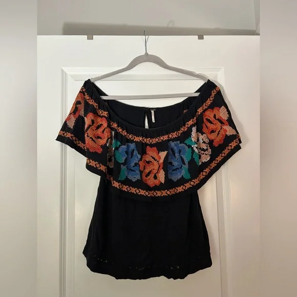 Free People To The Left Cross Stitch off shoulder top - Picture 5 of 6